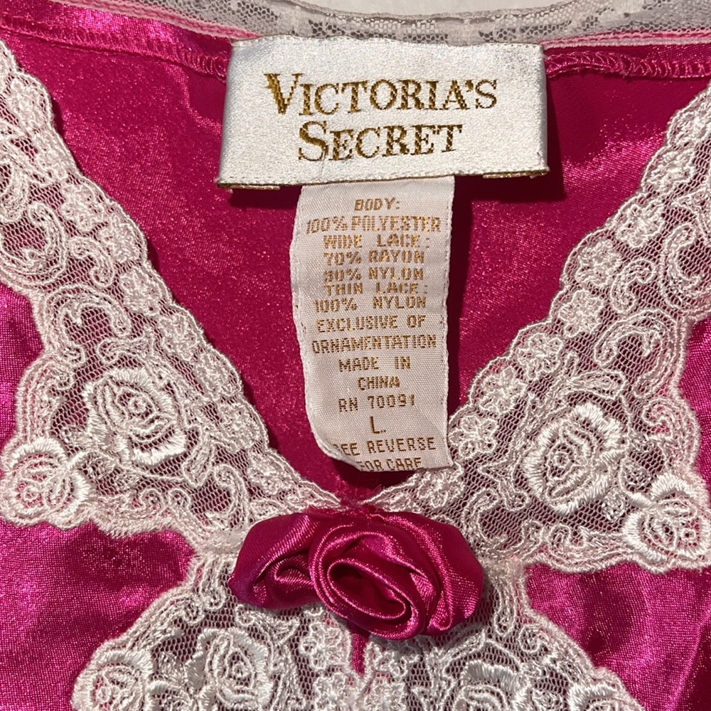 Victoria Secret Gold Label 1990's Fuchsia Teddy Vintage Lingerie size Large. EUC - Picture 9 of 14